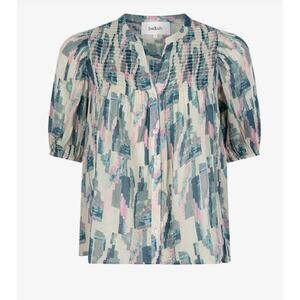 Ba&Sh Teodor Blouse Printer V Neck Button Long Sleeve Size 1